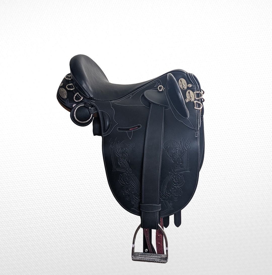 Selle australienne Poley Stock sur cuir véritable avec 16 17 18 pouces