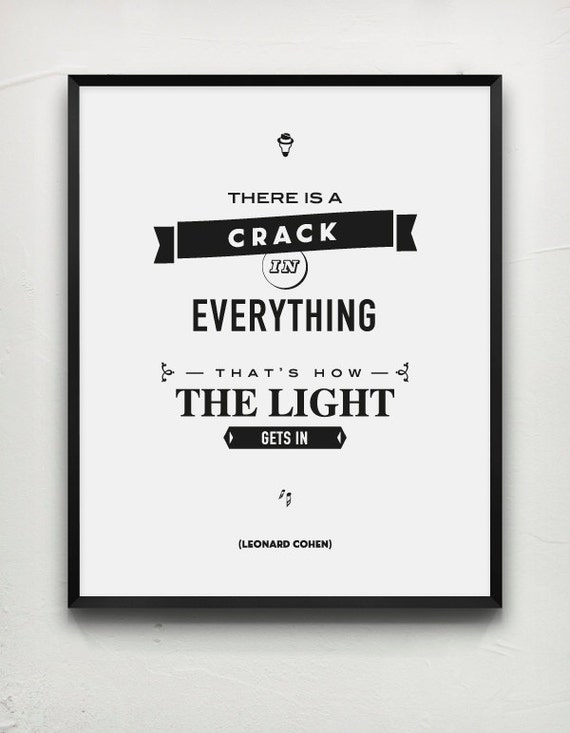 Leonard Cohen Citation Art Litteraire Sagesse Typographie Etsy France