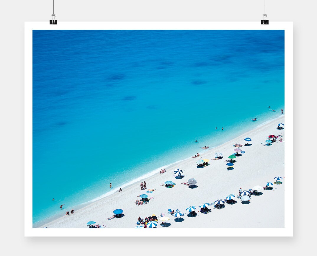 Lefkada - Grèce, Île, Affiche de Photographie d'été, | 50x40cm, Affiche Bleue -Ionienne, Estampes Pa
