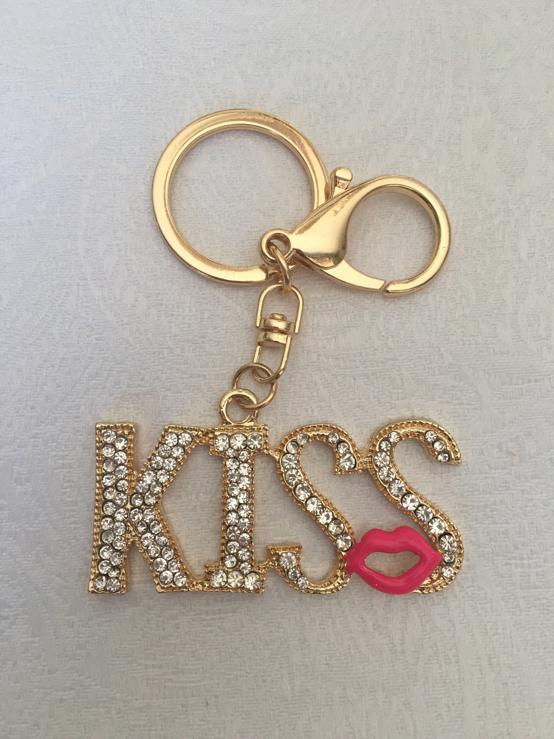 Rhinestone KISS Keychain Handbag Charm Etsy