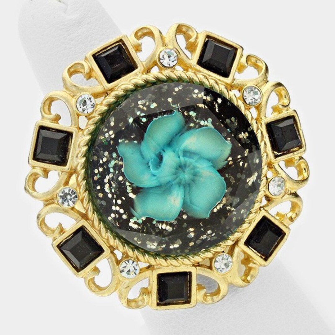 Black and Gold Statement Ring Etsy