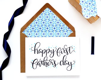 Happy First Father's Day Card with matching gift tag