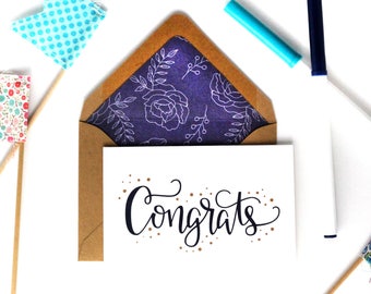 Congrats on your newest grandbaby Card; 4 Bar Handlettered in Navy