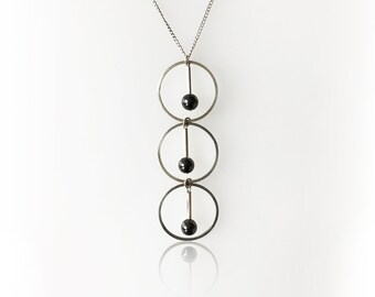 Sterling Trinity Necklace with Hematite