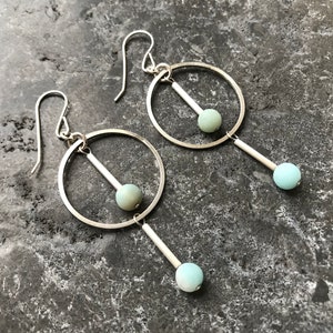 Sterling and Amazonite Circle Dangle Earrings image 4