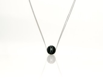Agate Ball & Sterling Double Chain Necklace