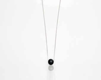 Agate Ball & Sterling Double Chain Long Necklace