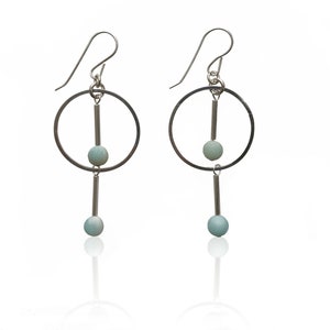 Sterling and Amazonite Circle Dangle Earrings image 1