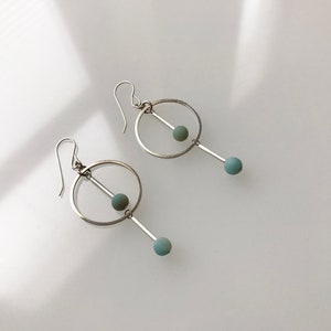 Sterling and Amazonite Circle Dangle Earrings image 3