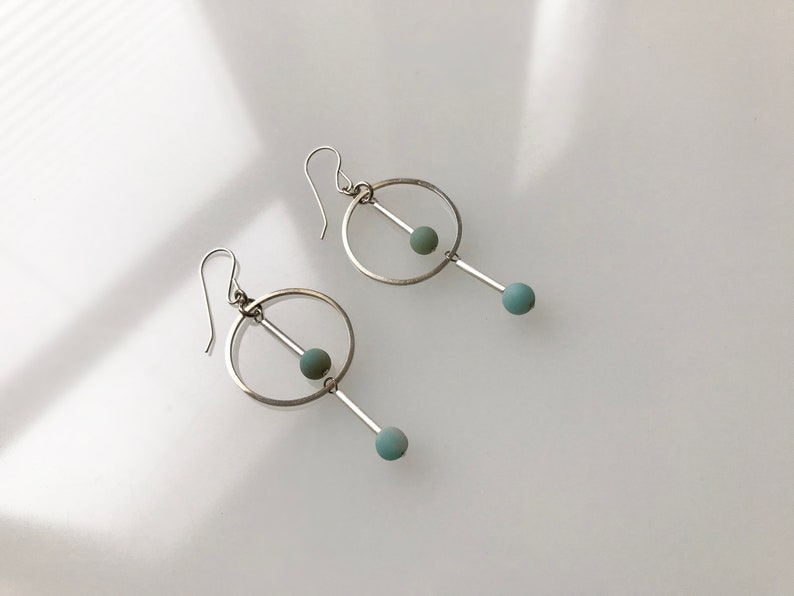 Sterling and Amazonite Circle Dangle Earrings image 3