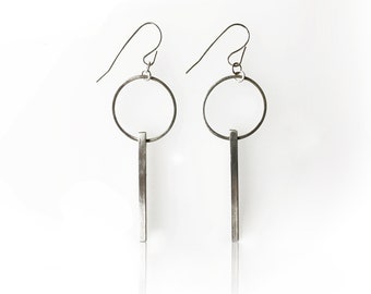 Sterling Circle with Bar Earrings