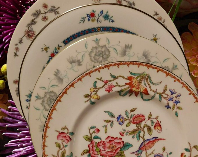 4 Mismatched Vintage China Dinner Plates Aynsley Noritake Florals P102 Etsy
