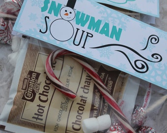 Snowman Soup Label/Tag Printable for Christmas/Holiday Gift - Coordinates with Melted Snowman Label