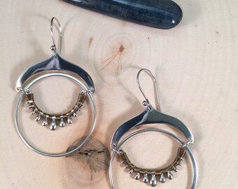 Brass wrapped teardrop hoops
