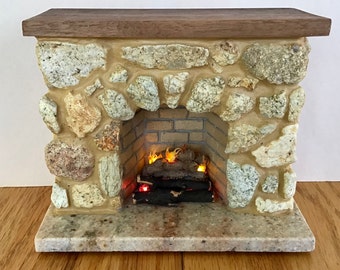 MasonryMiniatures- # 117- Miniature stone fireplace