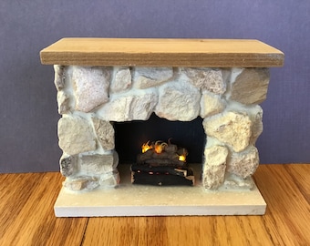 MasonryMiniatures by Rex- # 135- Miniature fireplace made from Quartz