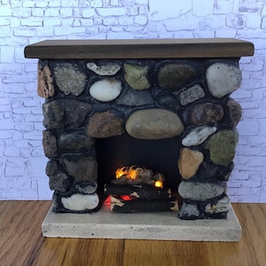 Masonry Miniatures #156-  Stone miniature dollhouse fireplace