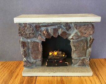 MasonryMiniatures by Rex- # 134- Miniature fireplace made from