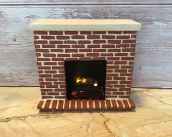 Masonry Miniatures #145- Dollhouse fireplace made from handcrafted red brick