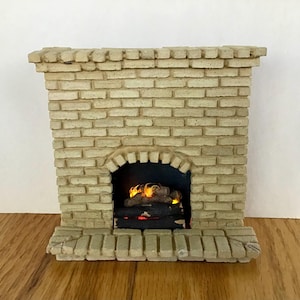Masonry Miniatures #157- Miniature dollhouse handmade brick fireplace
