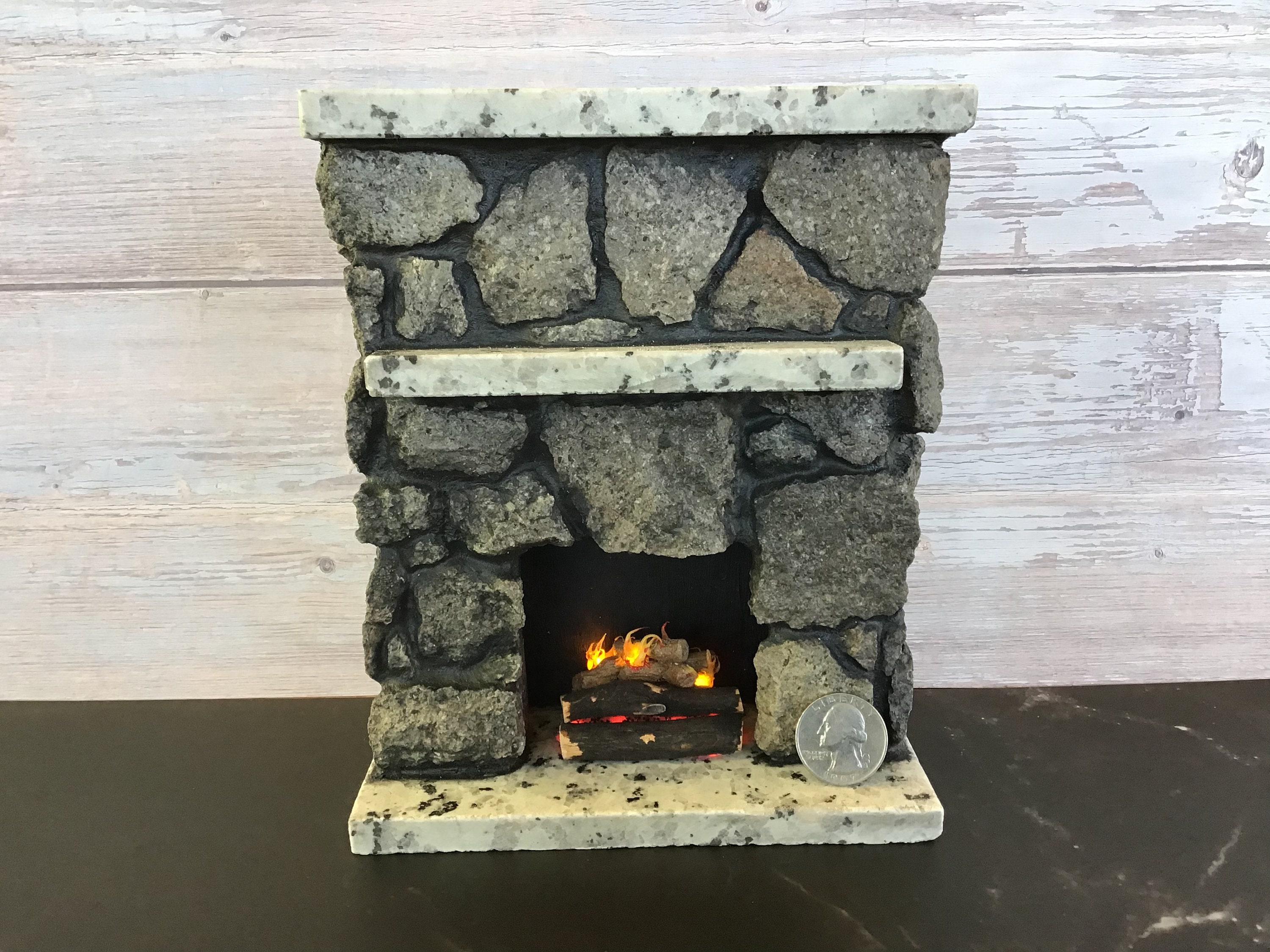 Masonryminiatures by Rex- #137- Miniature Stone Fireplace Made From