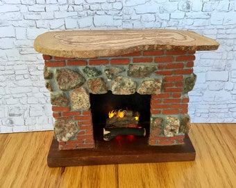 MasonryMiniatures #151- Miniature fireplace made from handcrafted brick - 1:12 scale