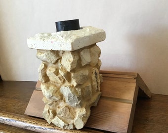 MasonryMiniatures -# 80- Dollhouse chimney crafted from limestone & quartz