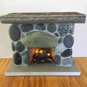 Masonry Miniatures- #112 - Miniature stone fireplace / 1:12 scale