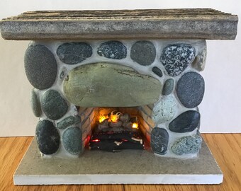 Masonry Miniatures- #112 - Miniature stone fireplace / 1:12 scale