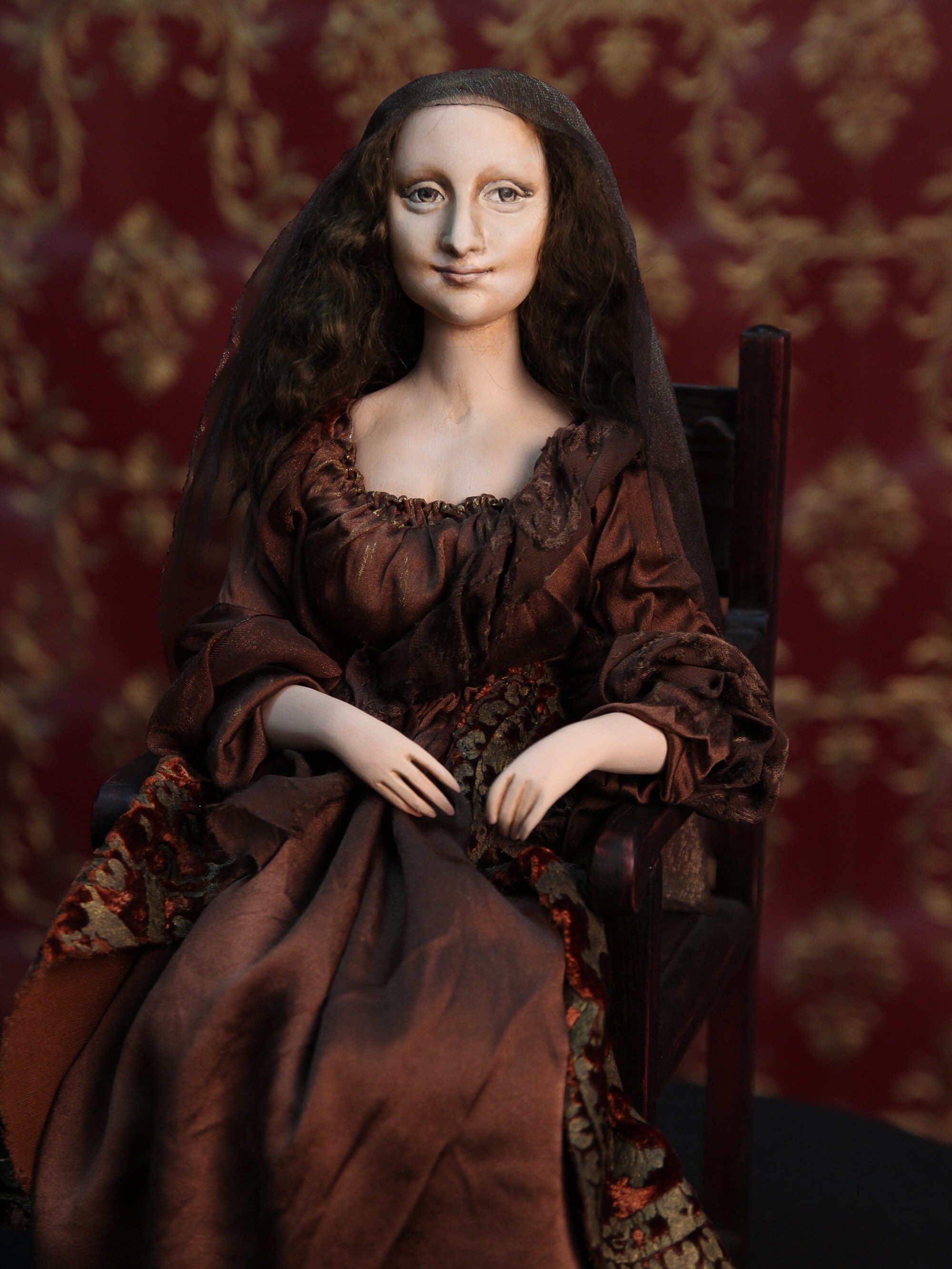Doll Mona Lisa del Giocondo Paperclay Etsy