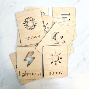 12 Weather Flashcards | Wood | Montessori Learning *ADOPTION FUNDRAISER*