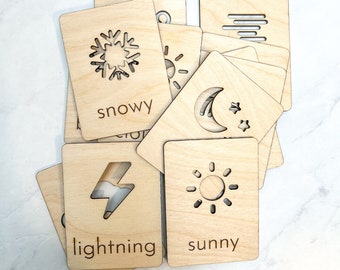 12 Weather Flashcards | Wood | Montessori Learning *ADOPTION FUNDRAISER*