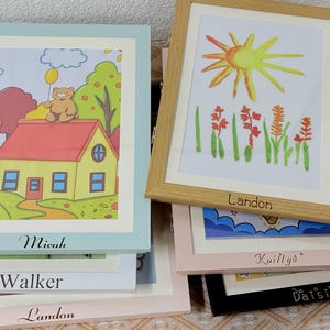 Kinder Kunstrahmen mit Namen, Kinder Kunst Anzeige, Vatertagsgeschenk, die besten Geschenke für Kinder, Wall Art Gallery, Kinder Gemälde Lagerung, Spielzimmer Wandkunst
