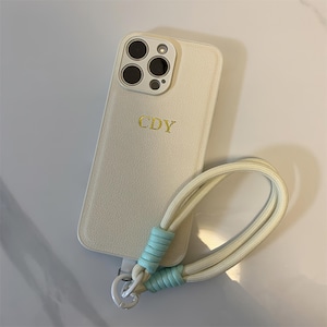 Personalized leather iPhone Case,Initials Engraving Monogram Gift idea for her Custom Case,for iPhone 16 15 14 13 12 11 Pro