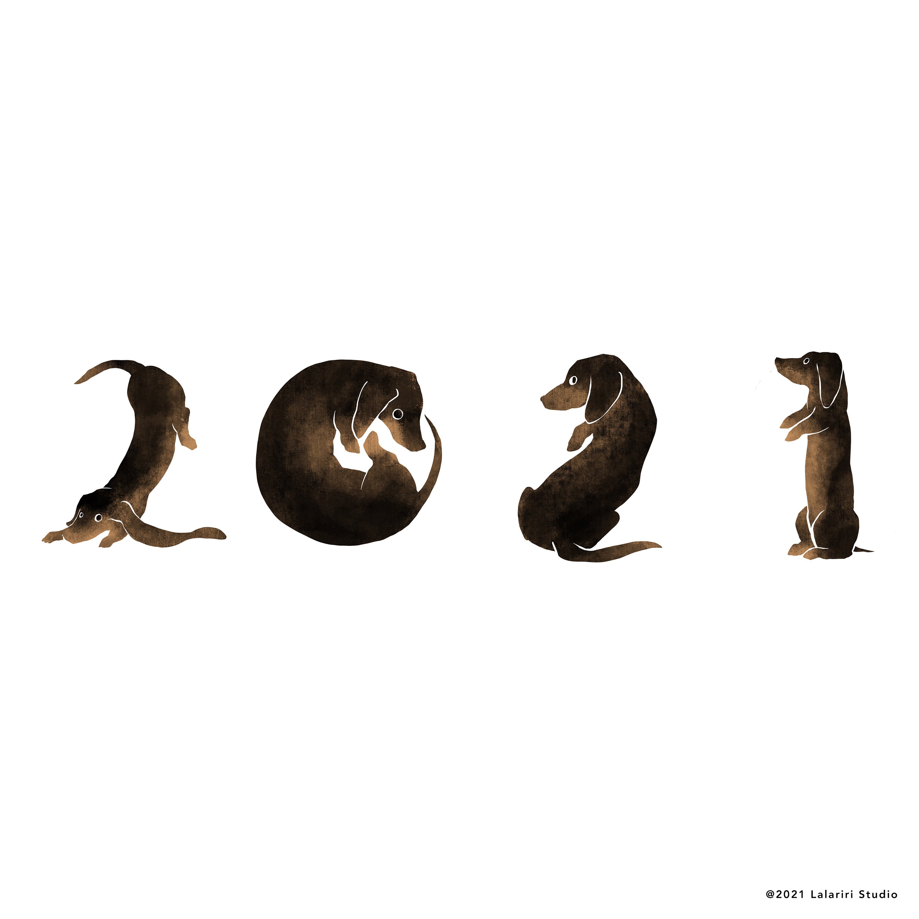 One Page 2021 Dachshund Dog Printable Calendar, Yearly Calendar, Dog ...