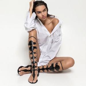 Leather gladiator sandals,Greek sandals for women, thong strappy sandals- size 39