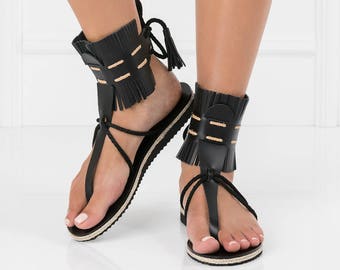 leather sandals,boho womens sandals,fringe sandals,summer flat sandals,greek sandals women,trendy sandals,black flat sandals,t strap sandals