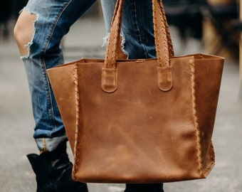 Brown leather bag, distressed leather shoulder bag, travel bag gift for wife, brown leather purse satchel bag