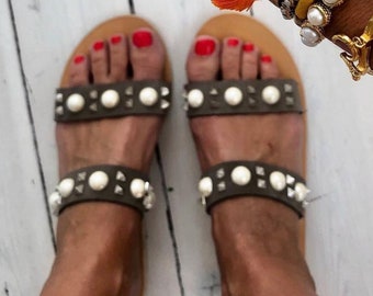 Greek leather sandals, wedding sandals for women,boho strappy sandals
