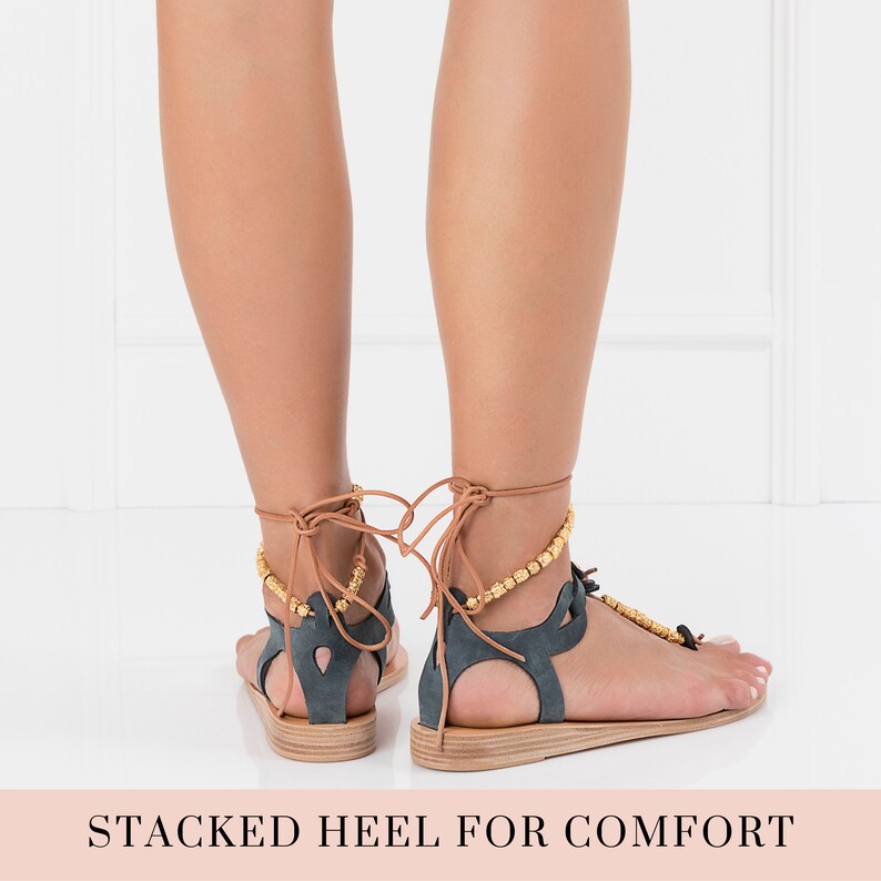 embellished ancient greek sandals wedding leather sandals boho flat strappy sandals