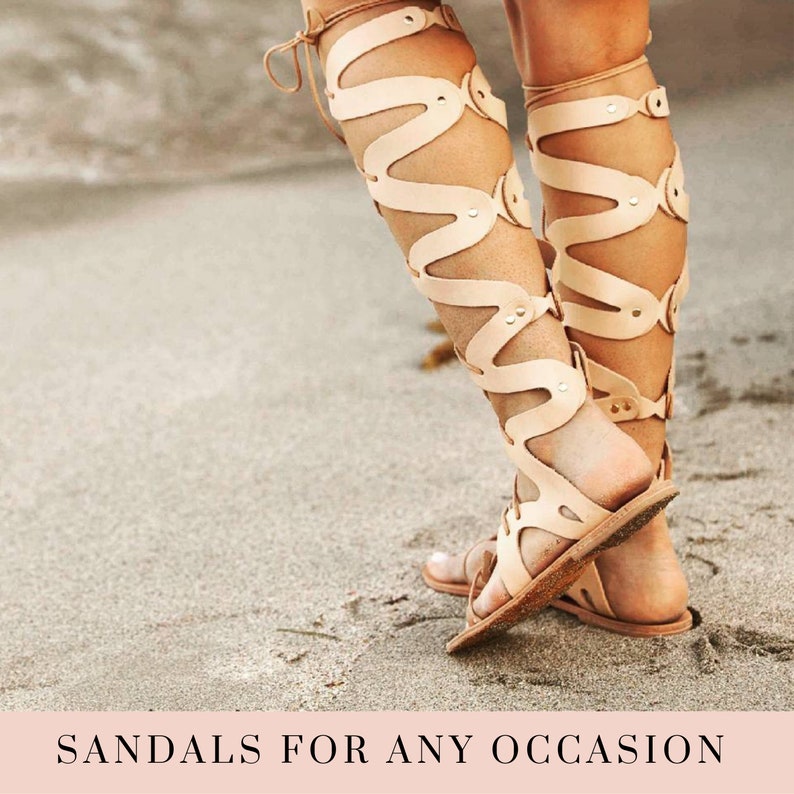 Gladiator leather sandals, gold lace up wedding sandals, greek strappy boho sandals image 3