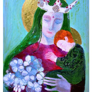Kunstkaart Maria & bloemen afbeelding 2