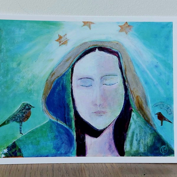 Kunstkaart Madonna met vogels