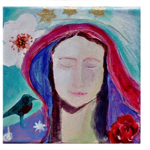 Tarjeta artística Madonna y pájaro