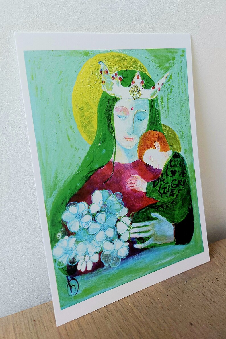 Kunstkaart Maria & bloemen afbeelding 4