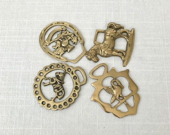 Vintage Brass Ornaments, Set of 4, Tree or Window Ornaments