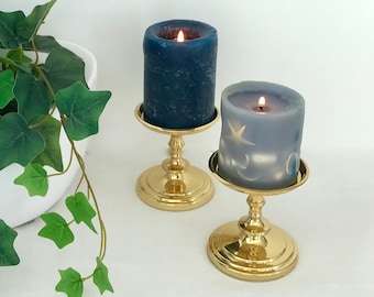 Vintage Glossy Brass Candle Stands Set of Two