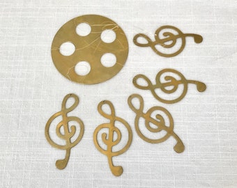 Vintage Brass Wind Chimes, Music Notes Mobile, Garden Decor