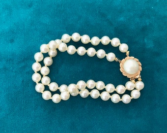 Vintage MAJORICA pearl bracelet double strand