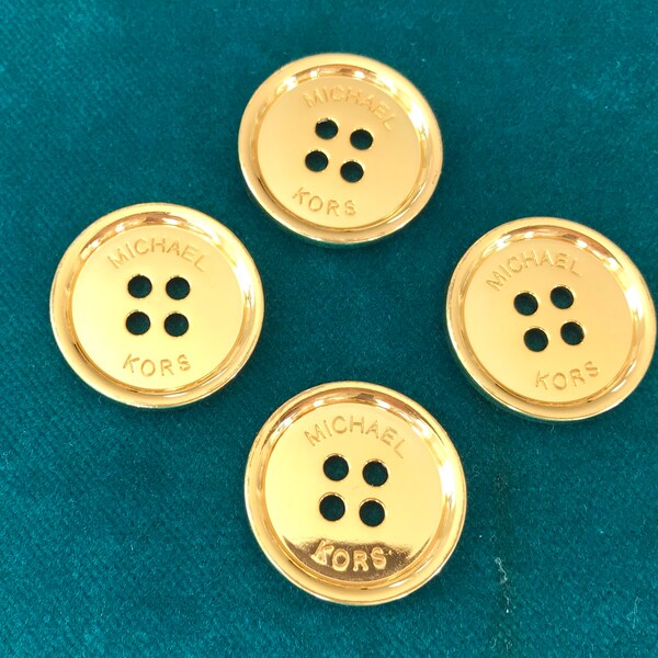 Gold Blazer Buttons, MICHAEL KORS, gold tone metal, Set of 4